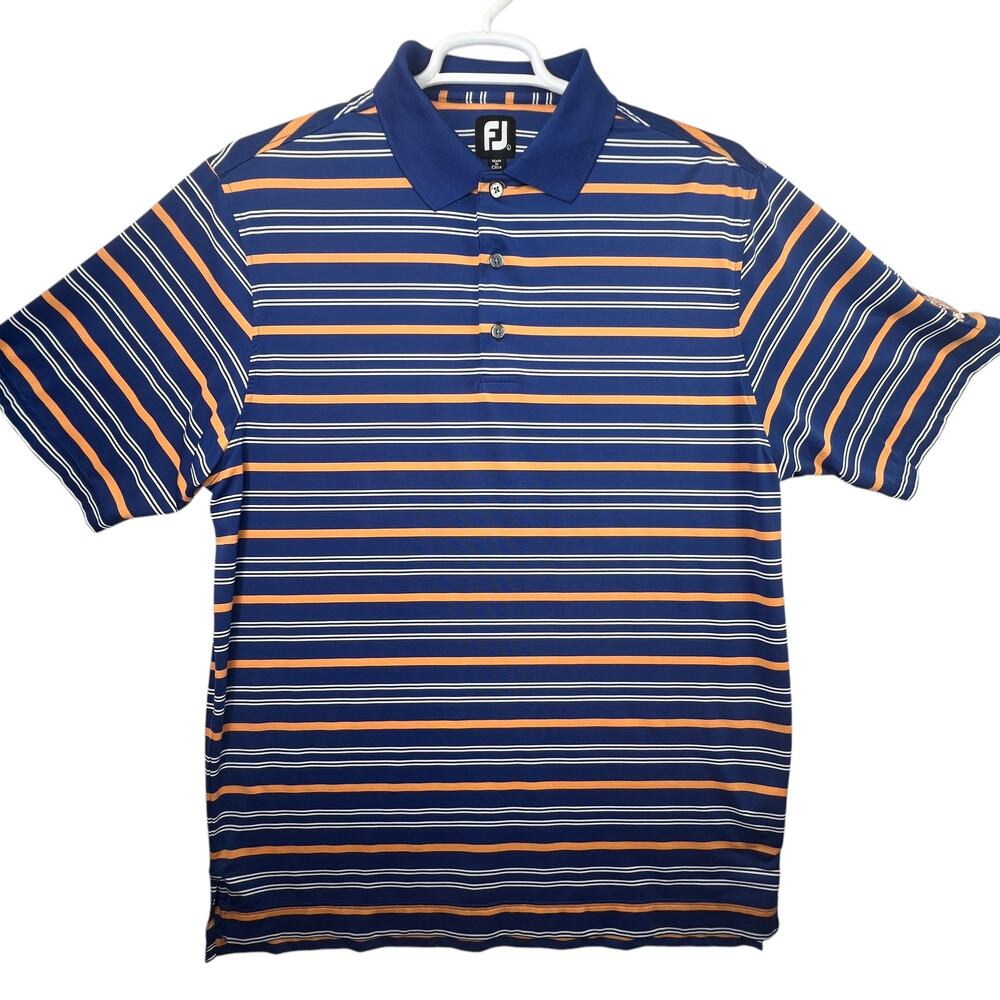 FootJoy Striped  Short Sleeve Golf Polo Shirt Palm Crest Logo‎ Performance Sz L